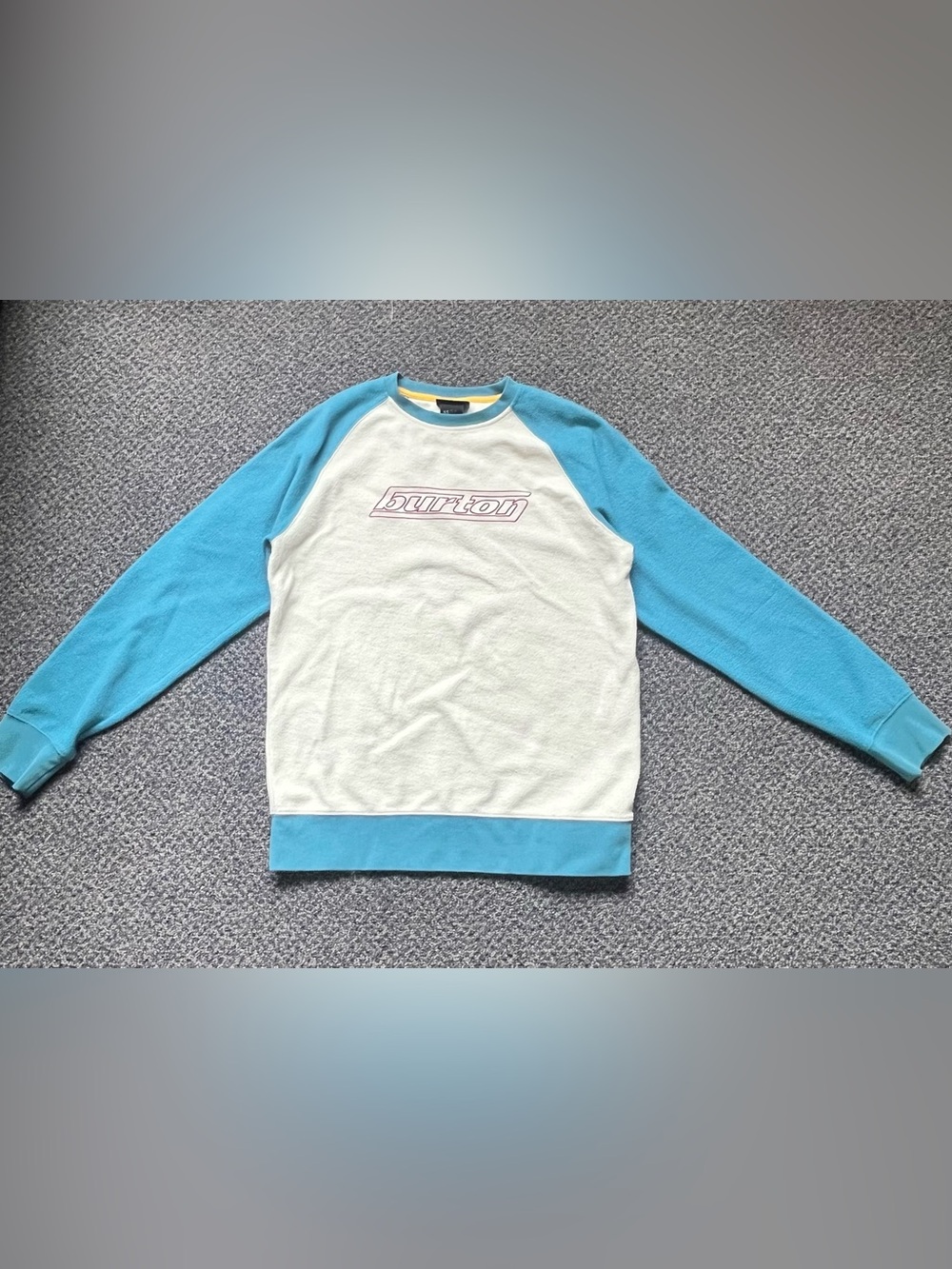 Burton Cream Sweatshirt with Blue Raglan Sleeves